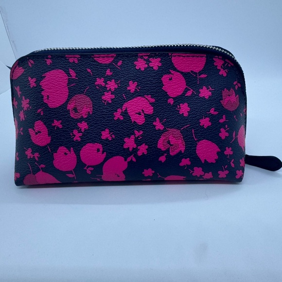 Coach Sienna Rose Print Midnight Pink Ruby Cosmetic Bag - Picture 2 of 15
